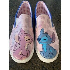 Disney Stitch & Angel Low Top Slip-on Sneakers Pink Shoes Ground Up Women’s Sz 9
